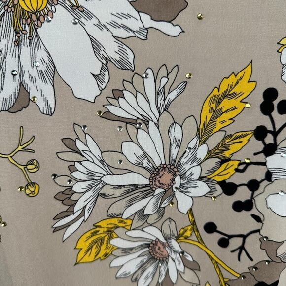 Susan Graver Top Womens 3X Tan Floral Beaded Liquid Knit Stretch Comfort Office - Picture 6 of 15